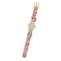 大賀屋 日貨 雙子星 手錶 兒童錶 腕錶 立體 錶帶 米黃框 KIKI LALA TS 三麗鷗 J00030675