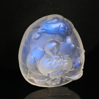 收藏級-斯里蘭卡玻璃體白月光石吊墜女男款  雕刻月長石項墜飾品