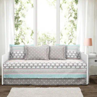 6pc Elephant Stripe Daybed Bedding Set Comforter Shams Skirt Peaceful HomeDécor