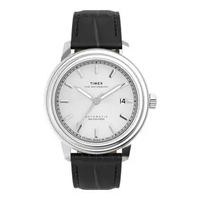 Jam Tangan Pria Timex Waterbury TW2Y22900 Metropolitan Automatic Silver Dial Black Leather Strap Mul