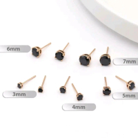 ANTING TINDIK PERMATA GG6 (GOLD PERMATA HITAM) PRIA DAN WANITA Earrings Titanium