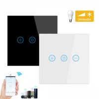 Smart Glass Panel Wall Touch Switch Light Dimmer Switch Smart Life Remote Control for Alexa