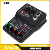 TEYUN Q12 2 Channels Professional portable Audio Interface sound card console mini USB MIXER for Guitar Recording Studio Singing