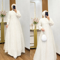 Butik Noni-DENARA DRESS GAMIS CERUTY MIX BRUKAT MEWAH ELEGAN FASHION WANITA KEKINIAN KONDANGAN TERBA