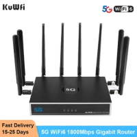 KuWFi 5G Router WiFi6 1800Mbps Gigabit 2.4/5 GHz Dual Frequency High Gain Hybird+Mesh WIFI Router With Sim Card Slot Support APN