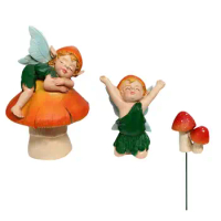 Mushroom Fairy Garden Decor Waterproof Resin Mushroom Elf Miniature Kit Fairy Garden Accessories Outdoor Statues For Plant Pots