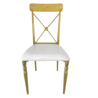 Wedding Event Luxury Stackable Cross Back X back Chair Party Rental Stainless Steel Gold Chairs