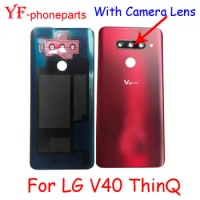 AAAA Quality 10Pcs For LG V40 ThinQ V405 V409 Back Battery Cover With Camera Lens Housing Case Repair Parts