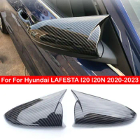 For Hyundai LAFESTA I20 I20N BAYON 2020-2023 Car Rearview Side Mirror Cover Sticker Wing Cap Exterior Door Case Trim Carbon Auto