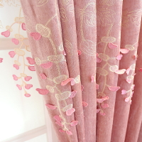 定制韓式公主風遮光窗簾粉色加厚立體刺繡花婚房布料成品客廳臥室
