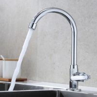 Kitchen Sink Cold Polished Taps Faucet Faucet Single Lever Hole Tap Cold Water Hardware Vertical Curved Faucet