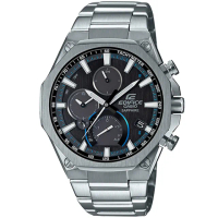 【CASIO 卡西歐】EDIFICE 輕薄八角錶圈太陽能藍牙手錶(EQB-1100D-1A)