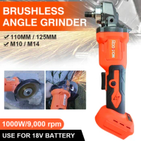 125mm 100mm Brushless Cordless Angle Grinder Variable Speed DIY Power Tools Electric Polishing Grinding Machine For 18V Battery