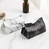 Marble Pattern PU Tissue Storage Box, Nordic Ins Dining Table, Coffee Table, Car Drawer Box, Wholesale