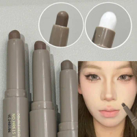 Double Head Contour Stick Bronzer with Brush Face Nose Shadow Cream Contour Pen Waterproof Lasting Contouring Makeup Cosmetics