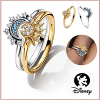 Disney Ring Set Suitable for Pandora Sun Moon Ring Sparkling Fit Couples Classic Engagement Party Wedding Jewelry