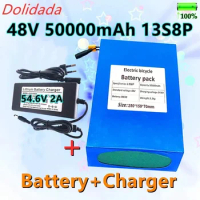 Ree Shipping 48V 50000mAh Battery 18650 13S8P Lithium Battery Pack 1000W Electric Bicycle Battery Built-in 50A BMS with Charger