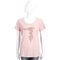TRUSSARDI 粉色創意貼飾棉質短袖T恤