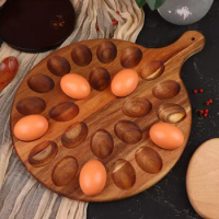 Deviled Egg Platter 24 Holes Wood Reversible Deviled Egg Platter Charcuterie Board, Egg Tray Cutting Board Serving Tray
