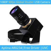 2MP Color Global Shutter USB Camera High Speed 90fps Manual Zoom Mini Box Webcam Varifocal Lens Fast Capture Reduce Motion Blur