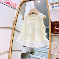 Baju Atasan Tanpa Lengan Perempuan, dengan Kemasan Renda, Gaya Nipis Musim Panas, Rompi Ikatan bentu