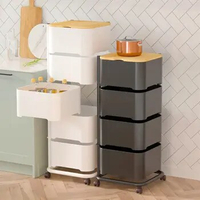Rotatable Kitchen Cart Furniture Storage Shelf Living Room Side Table Storage Rack Trolley Rolling Storage Cart with Drawers
