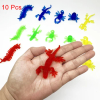 10 Pcs Novelty Funny Simulation Spider Centipede Scorpion Lizard TPR Elastic Soft Sticky Gadget Halloween Prank Scary Props Toys