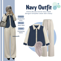 Setelan Outfit Remaja Korean Style Hijab ( Blouse + Celana Kulot + Hijab Segi Empat ) Ootd Lebaran 3