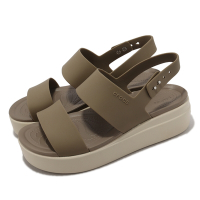 Crocs 凉鞋 Brooklyn Low Wedge 厚底 增高 布魯克林 咖啡 女鞋 卡駱馳 2064532YI