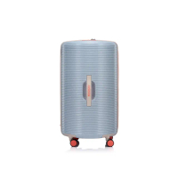 【AMERICAN TOURISTER 美國旅行者】28吋 ROLLIO U圓桶可擴充PC行李箱/圈圈箱/旅行箱(閃粉銀/鮭魚粉)