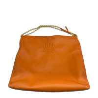 二手品 75成新 MIUMIU 橘色小羊皮肩背包/斜背包