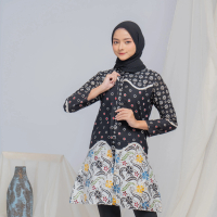WILUJENG 01 - TUNIK BATIK CAP BUSUI FRIENDLY Bahan Katun Batik Cap Wonogiren Kancing Depan Full Size