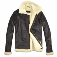 Free shipping 2020 Men's Brand Air force flight jacket fur thickening lamb flocking leather coat Men warmOuterwear M-4XL