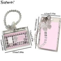 1pc Crystal Butterfly 3 Inch Acrylic Card Holder Photocards Display Credit ID Bank Card Protective Case Keychain Pendant Fashion