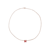 Hermes Mini Pop H 立體橢圓簍空項鍊(粉橘/玫瑰金)