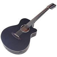 Black Color 12 String Electric Acoustic Guitar Cutaway Design 40 Inch Full Sapele Body Matte Folk Guitar