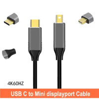 USB Type C 3.1 to Mini displayport Cable For Macbook Pro DP 4K 60HZ Type C to Display Port Adapter for Thunderbolt 3 for Macbook
