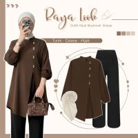 Outfit Wanita 3in1 ( Tunik Wulan - Celana - Hijab ) OOTD Wanita Lebaran / Setelan Hari Raya - MF116N