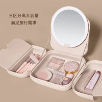 AMIRO Light Seeking Bag Mirror LED with Light Makeup Mirror Portable Sunlight Mirror Women's Handheld Makeup Bag Makeup Mirror