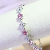 Pink Hexagon Blossom  Bracelet