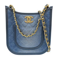 【二手名牌BRAND OFF】CHANEL 香奈兒 藍色 丹寧 鍊帶 肩背包