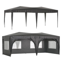 10x20 ft Heavy Duty Awning Canopy Pop Up Gazebo Marquee Party Wedding Event Tent with 6 Removable Sidewalls &amp; Carry Bag, Black