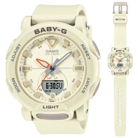 CASIO 卡西歐 BABY-G 戶外時尚休閒大圓雙顯錶-棉米色 BGA-310-7A 防水100米