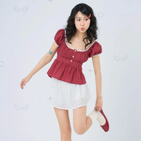 Áo babydoll viền ren cúc hoa bo chun lưng Lacey Top ୨୧ by Vintagevibes.