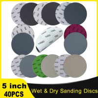 40PCS 5 Inch Wet &amp; Dry Sanding Discs 800-5000 Grit Sandpaper Compatible Grinder Polishing Accessories for Auto Metal Wood