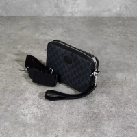 Gucci Tas GUCCI OVAL LOGO GG MONOGRAM BLACK CLUTCH SLING BAG 100% ORIGINAL