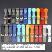 Strap for Casio G-SHOCK GA-100/110/140/200/400/700 GD-100 G-8900 GW-8900 Men Sport Waterproof Resin Silicone Watch Band 16mm