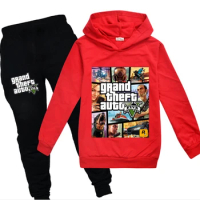 Grand Theft Auto V GTA 5 Kids Hoodies Pants 2pcs Sets Long Sleeve Pullover Boys Sweatshirt Teenage Girls Clothing 2-16Years