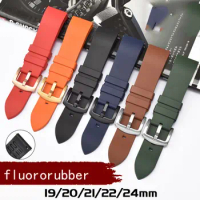 high Quality fluororubber waterproof watchband 19 20 21 22mm 24mm black Orange rubber strap for Tissot mido seiko OMEGA