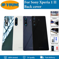Original New For Sony Xperia 1 II Back Battery Cover Glass Housing Rear Door Case Parts With Camera Lens Replacement